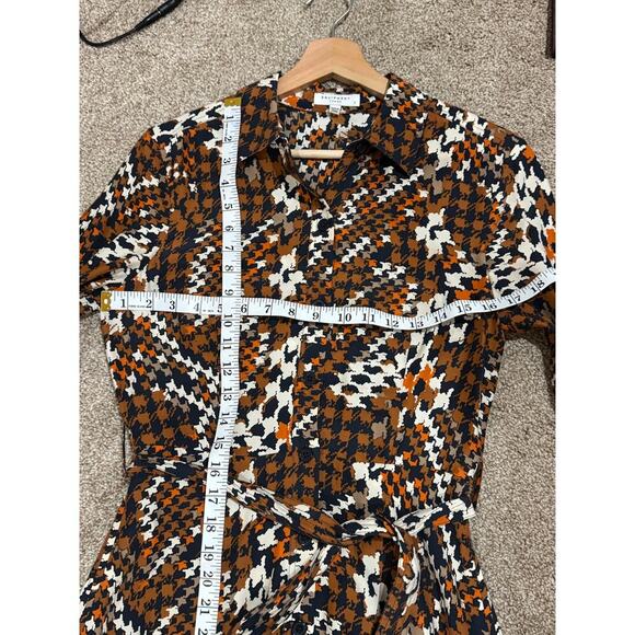 Equipment Relle Silk Shirtdress 2 Luxury Houndstooth Academia Modest Business - Picture 14 of 16